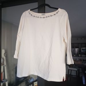 White shirt with beaded neckline